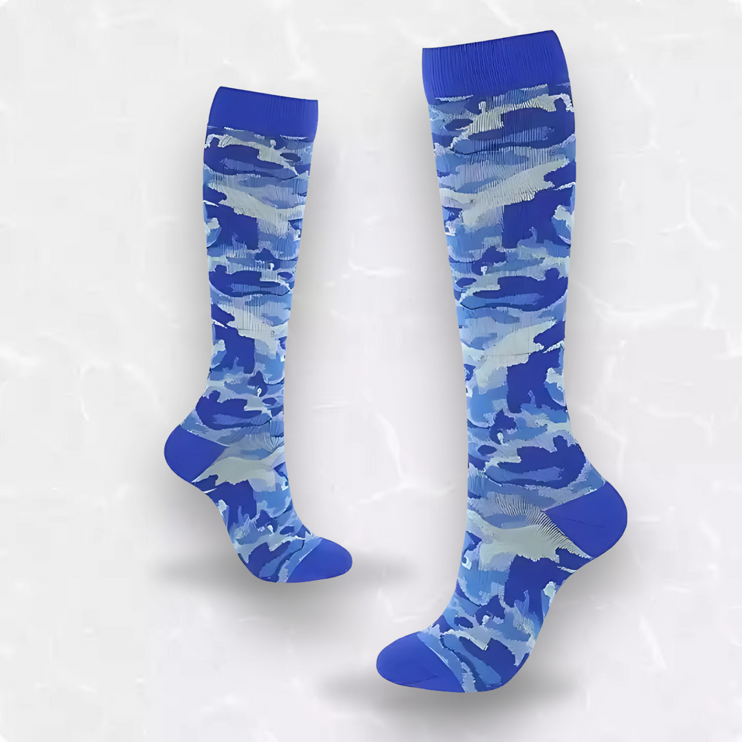 Breathable patterned compression socks for standing professionals