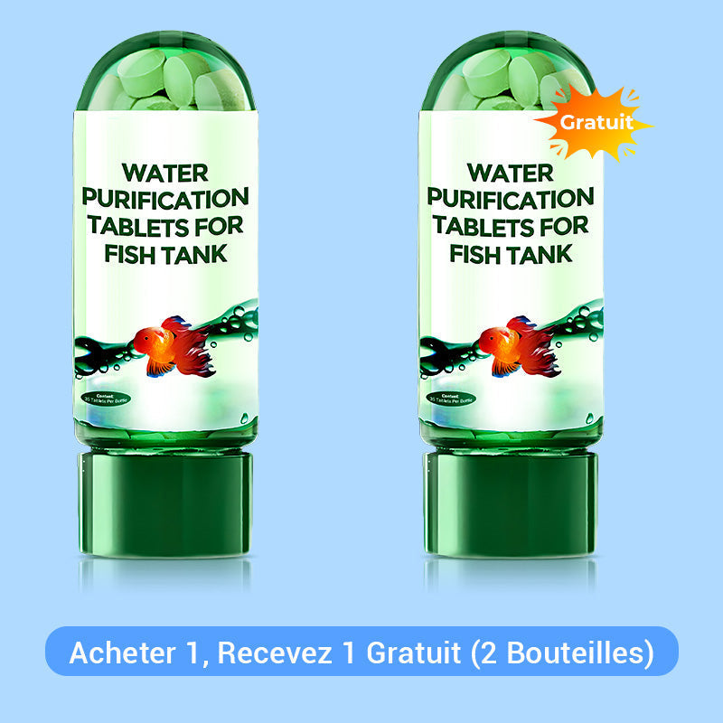 Close-up of aquarium water purification tablets for crystal clear fish tank water