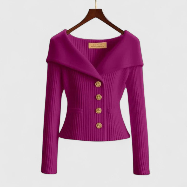 Jessulva | Women’s Ribbed Collar Cardigan