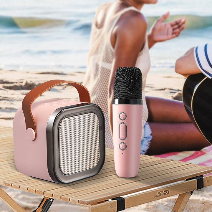 Kids karaoke machine bluetooth speaker paired with dual wireless microphones