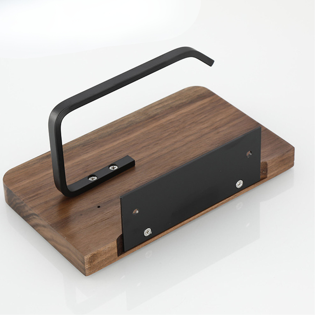Modern bathroom accessory walnut toilet paper holder with wooden shelf