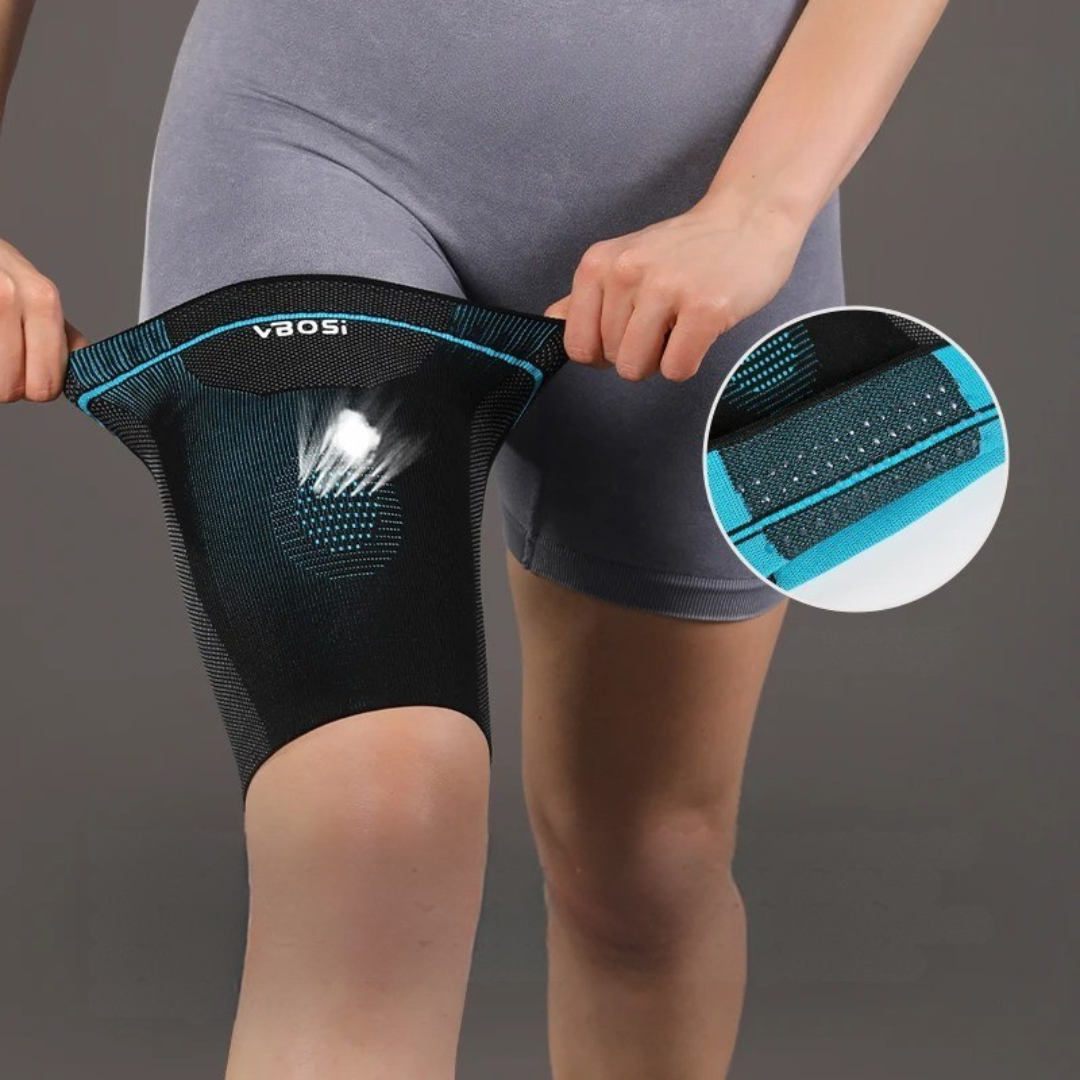 Ergonomic fitness gear providing targeted compression for thighs