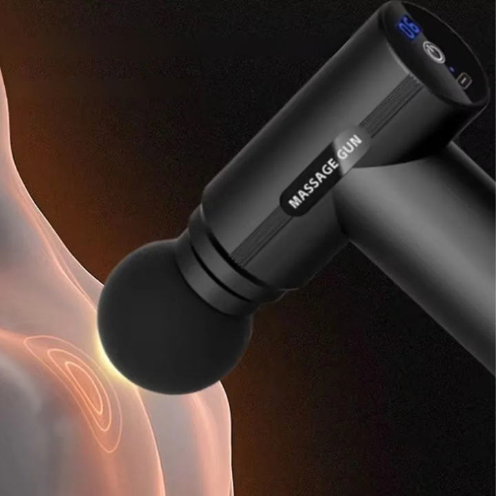 Cordless muscle recovery percussion massager targeting back and shoulder pain relief