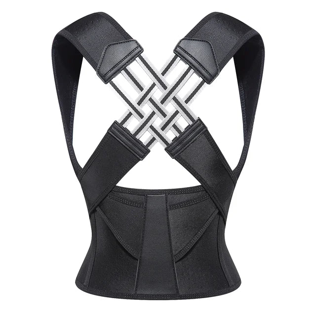 Demonstration of posture corrector worn under clothing for daily back support