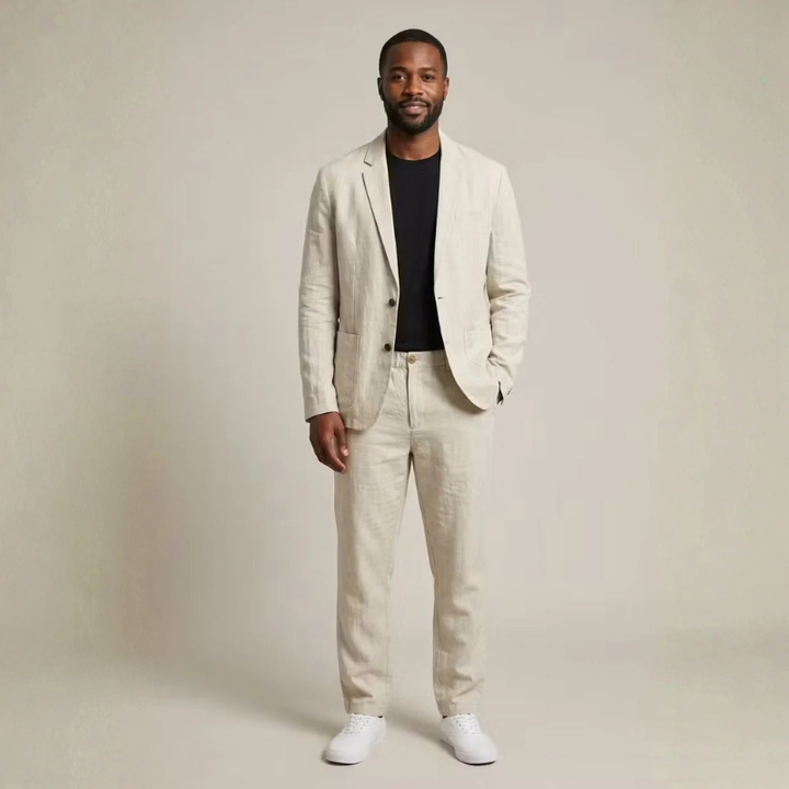 Men's fashion summer set with lightweight blazer and trousers