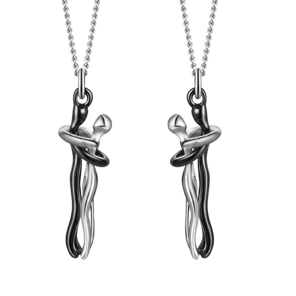 Elegant silver pendant necklace presented as a romantic matching gift