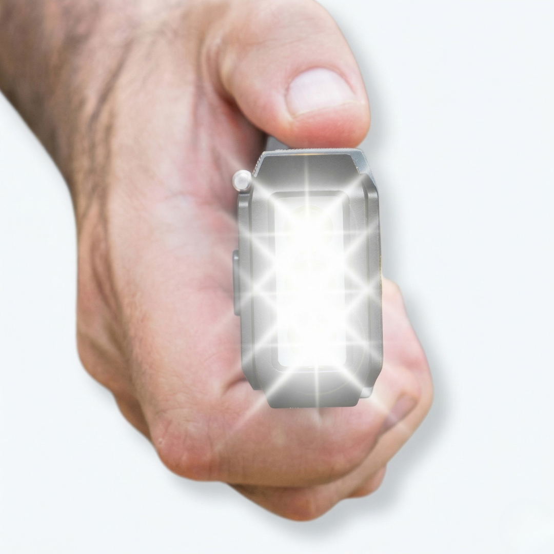 Compact survival radio featuring built-in LED flashlight for camping equipment