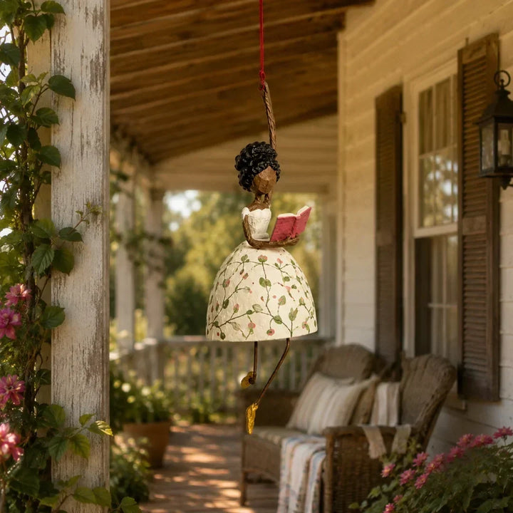 Whimsical dancing lady hanging ornament for home and garden decor