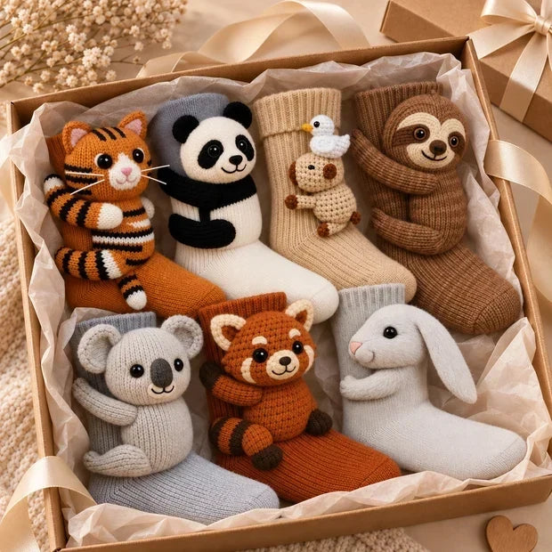 Unisex novelty 3D animal socks featuring cute plush designs for cozy winter warmth