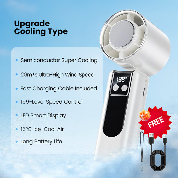 Travel-friendly rechargeable fan packed neatly inside a small handbag