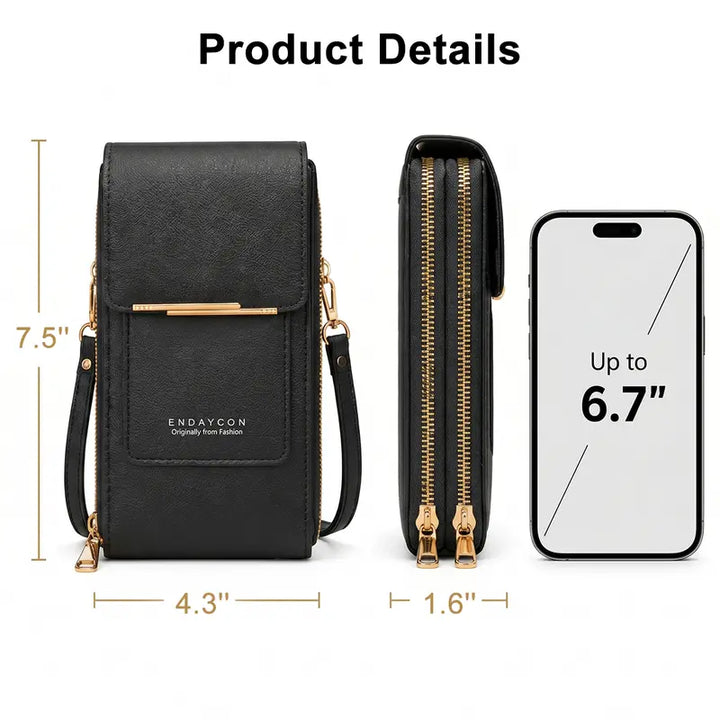 Card holder bag detail showing interior organization and credit card slots