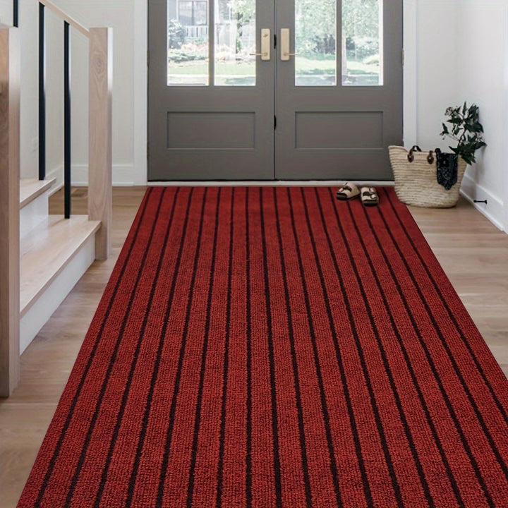 Elegant striped indoor outdoor runner rug combining safety and aesthetic appeal