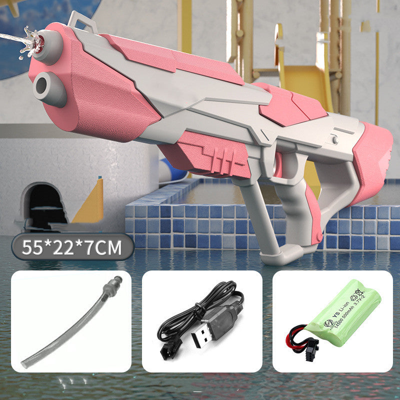 Close-up of electric pressure jet water gun for pool party fights