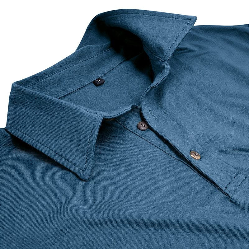 Classic wardrobe staple: men's black long-sleeve polo shirt on a mannequin.