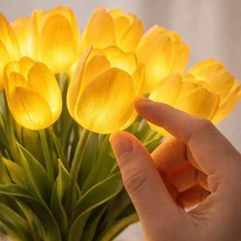 Modern floral ambient lighting piece styled as a bedside home decor lamp