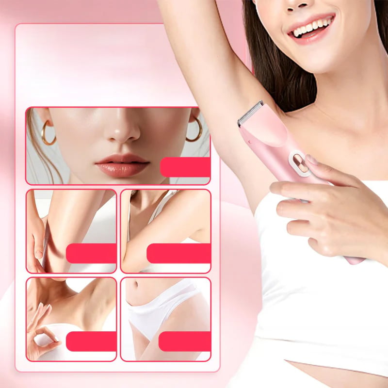 Women's 2-in-1 electric shaver and bikini trimmer displayed in packaging