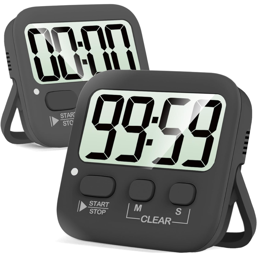 Compact digital timer with loud alarm for home and kitchen use