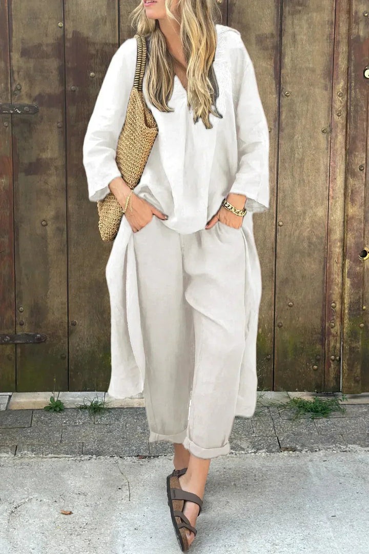 Womens clothing vacation style coordinated set with comfortable relaxed fit