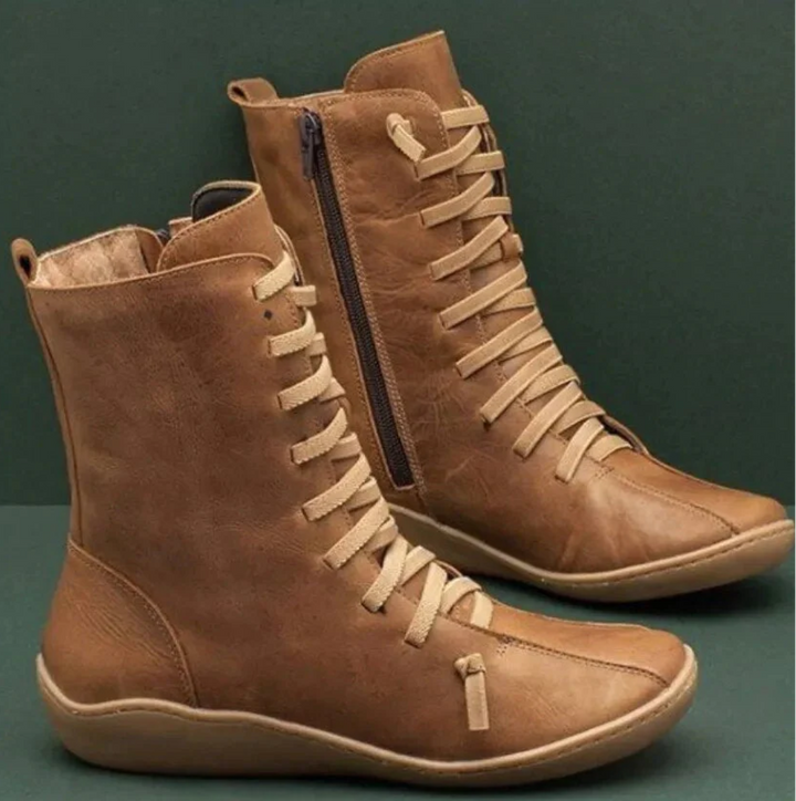 Women's waterproof snow boots with warm faux fur lining for cold winter weather.