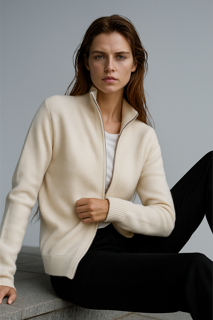 Close up of soft knit fabric texture on womens sweater