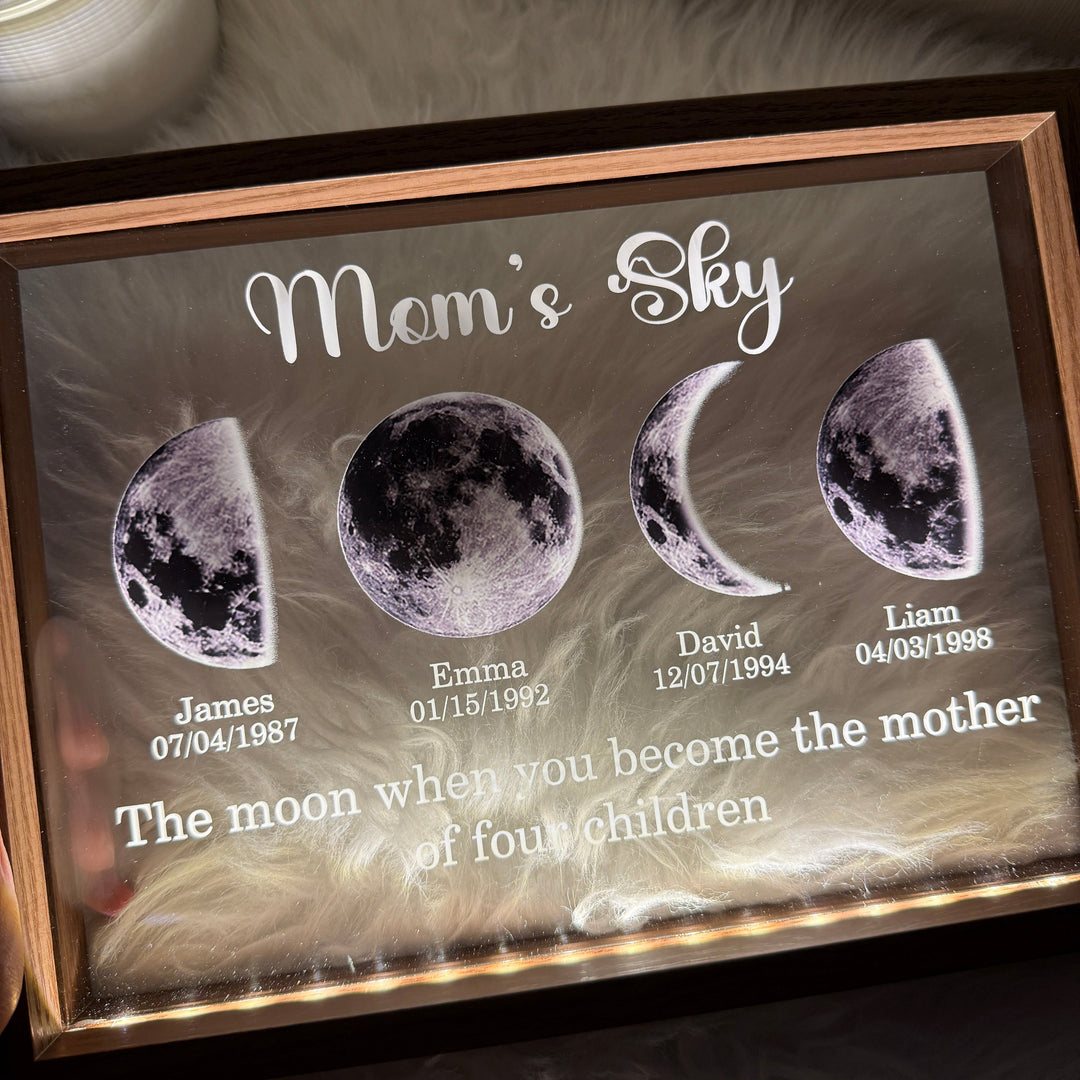 Custom keepsake frame displaying a special lunar date, personalized home decor gift