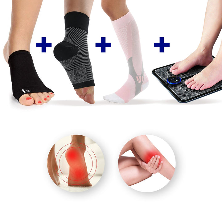 Close-up of foot massager tool relieving muscle tension and soreness