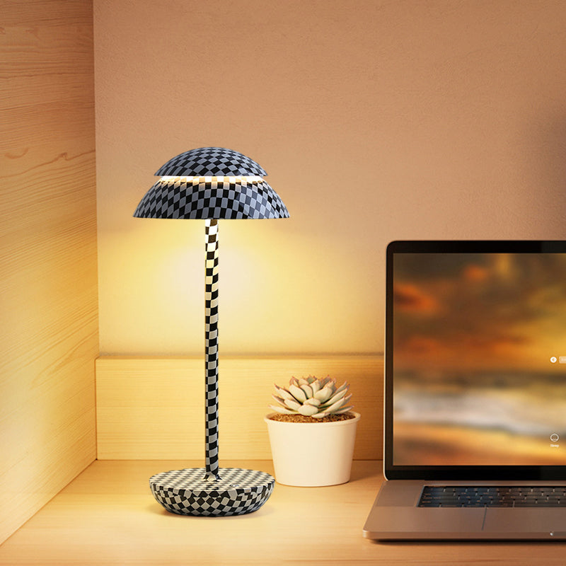 Wireless rechargeable bedside lamp casting a soft ambient glow