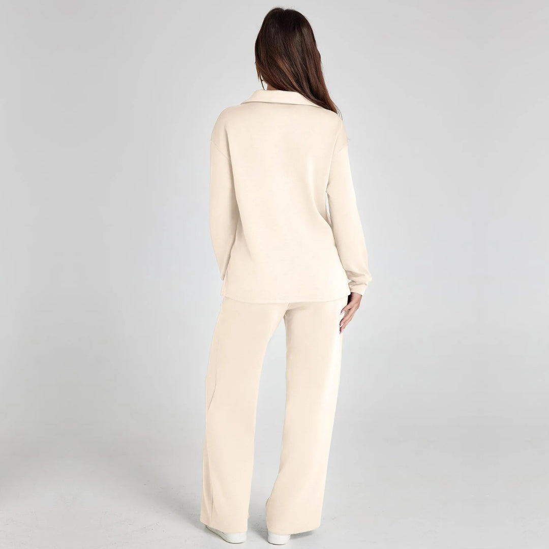 Full length view of the two-piece casual wear outfit