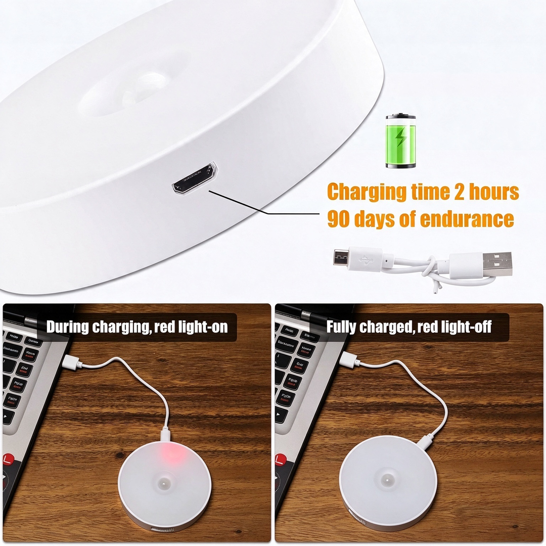 Set of six rechargeable night lights displayed together on a surface