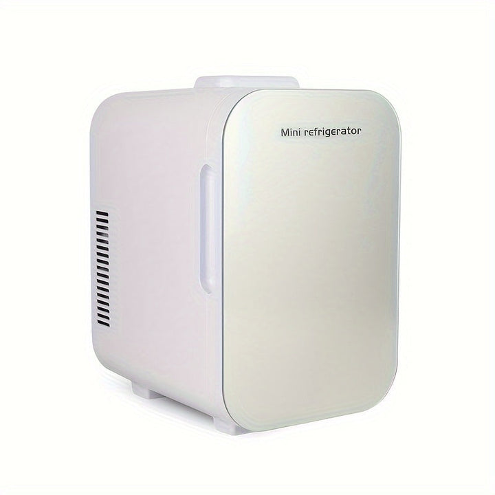 ChillMate 8L mini fridge closed view in white with sleek glass door