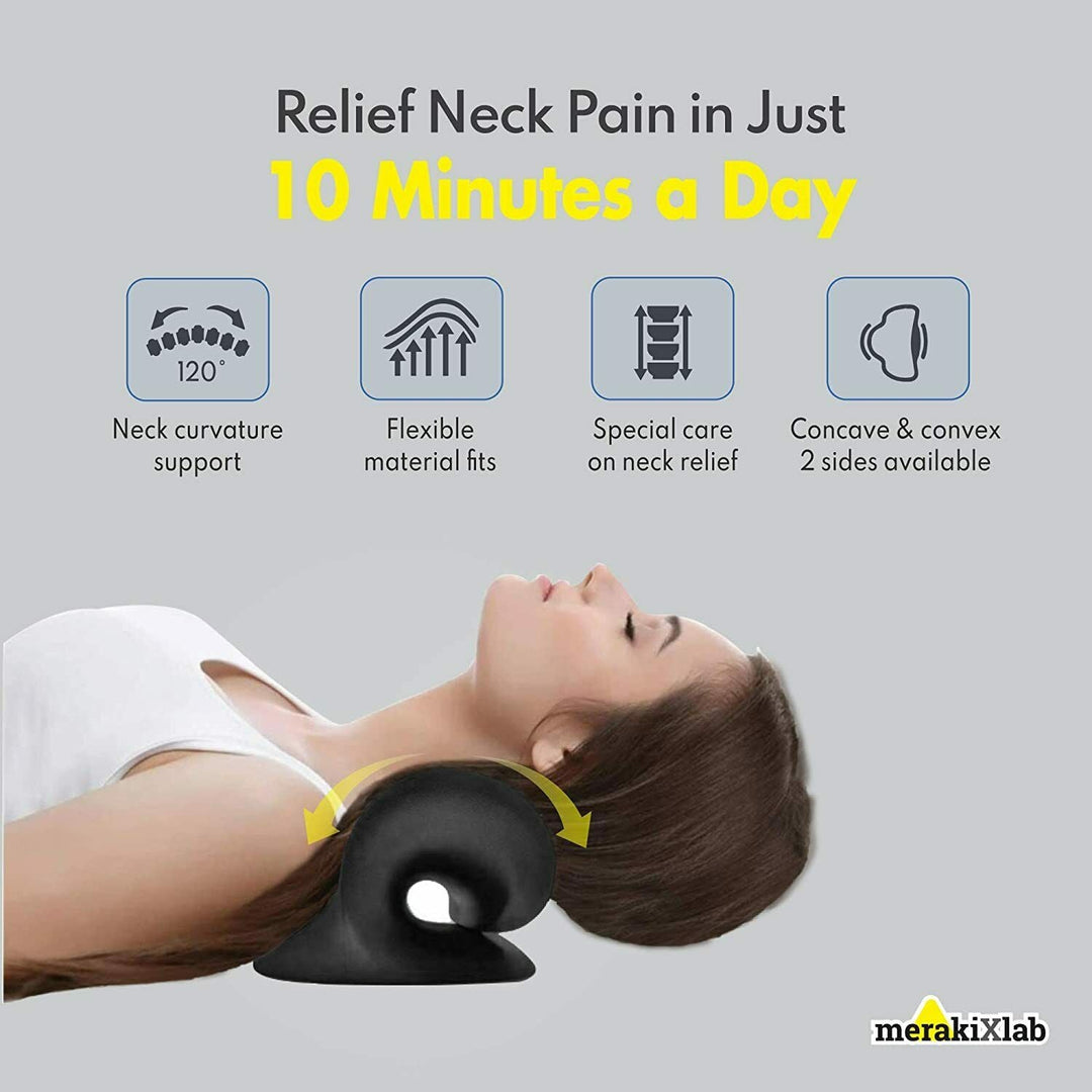 Side profile of the ergonomic neck stretcher showing spinal curve support