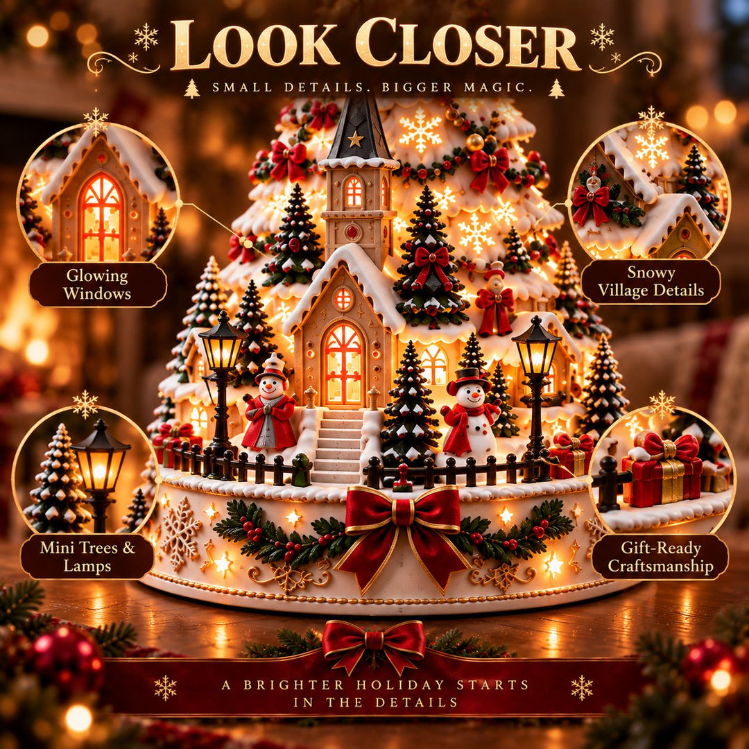 Brightly lit christmas tree decoration with magical projection visuals