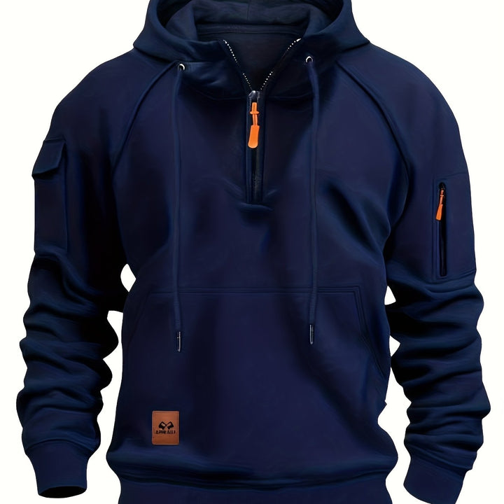 Men's fashion hoodie showcased under studio lighting for accurate color.