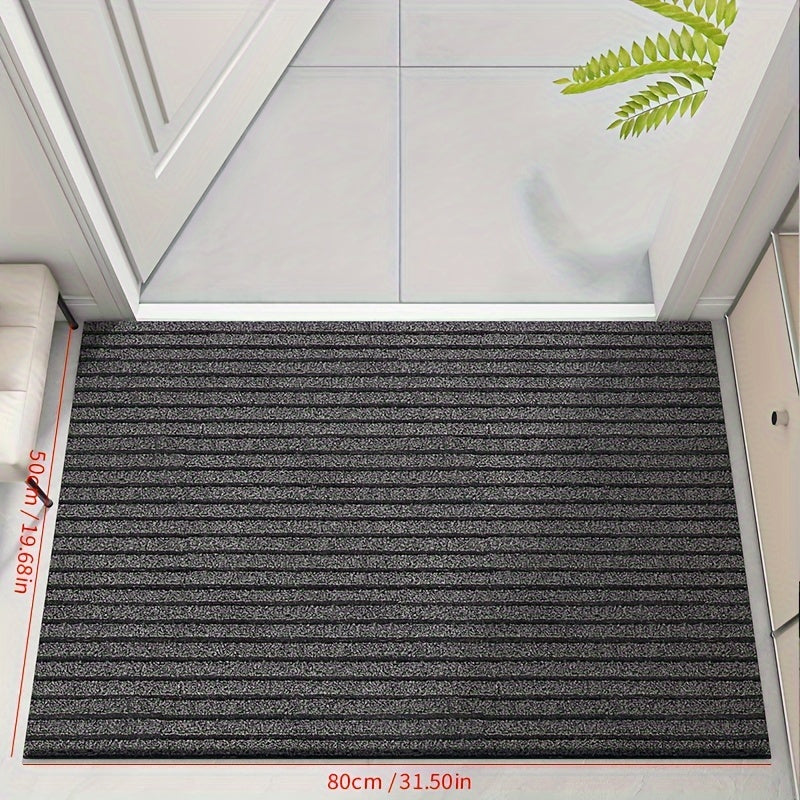 Grey waterproof outdoor doormat for home entrance with mud catcher design