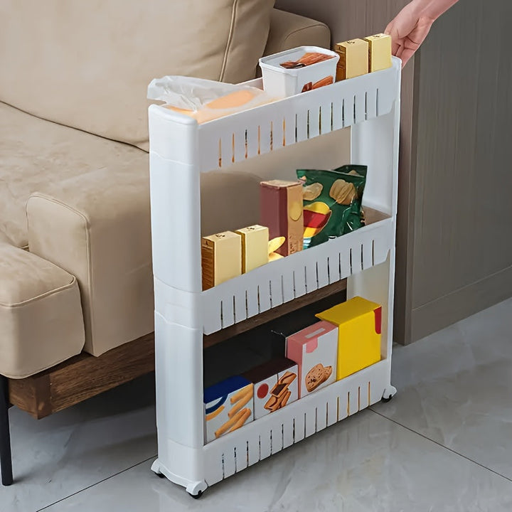 Versatile utility cart utilized in a modern laundry room for organization