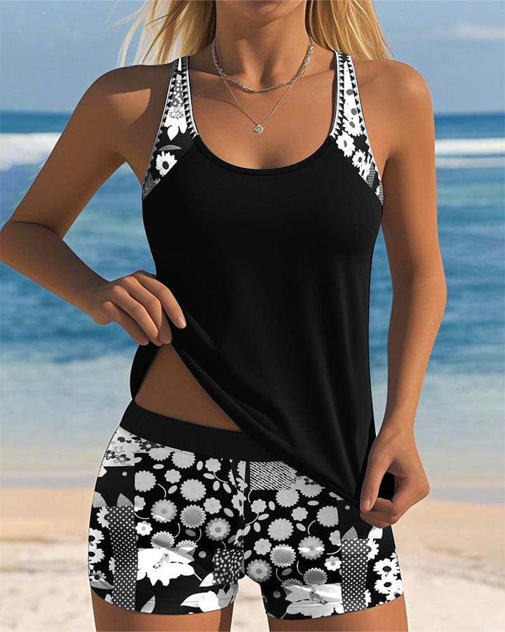 Stylish floral swimsuit top and bottom for women beachwear and summer fashion
