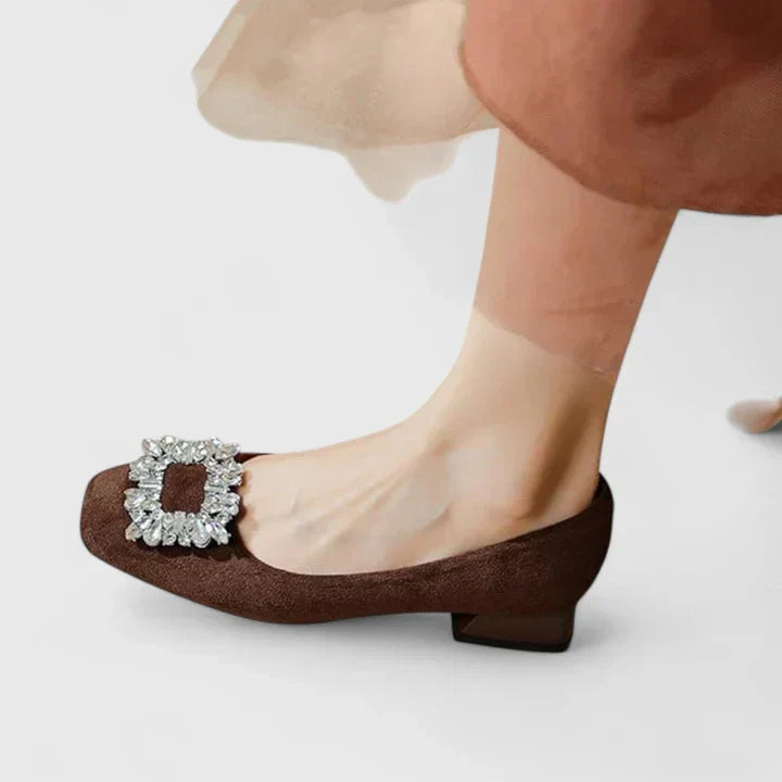 Low block heel comfort shoes with orthopedic arch support for women