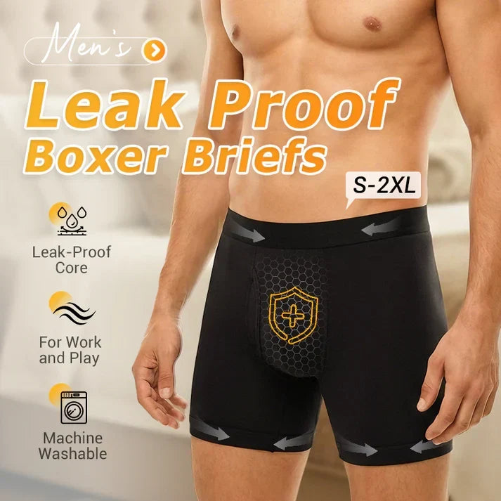 Leak proof men underwear boxer briefs laid flat showing breathable fabric