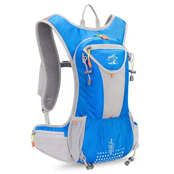 Breathable padded back panel on outdoor gear hydration backpack