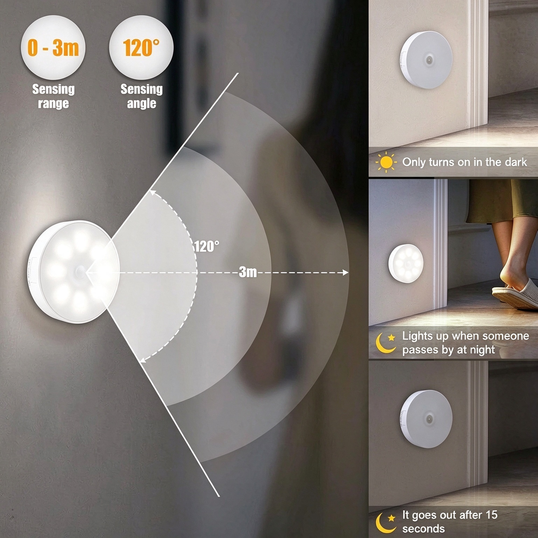 Close-up of the slim profile wireless LED lamp with sensor lens