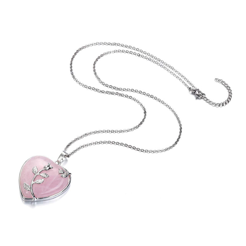 Romantic crystal heart necklace on a delicate silver chain for women