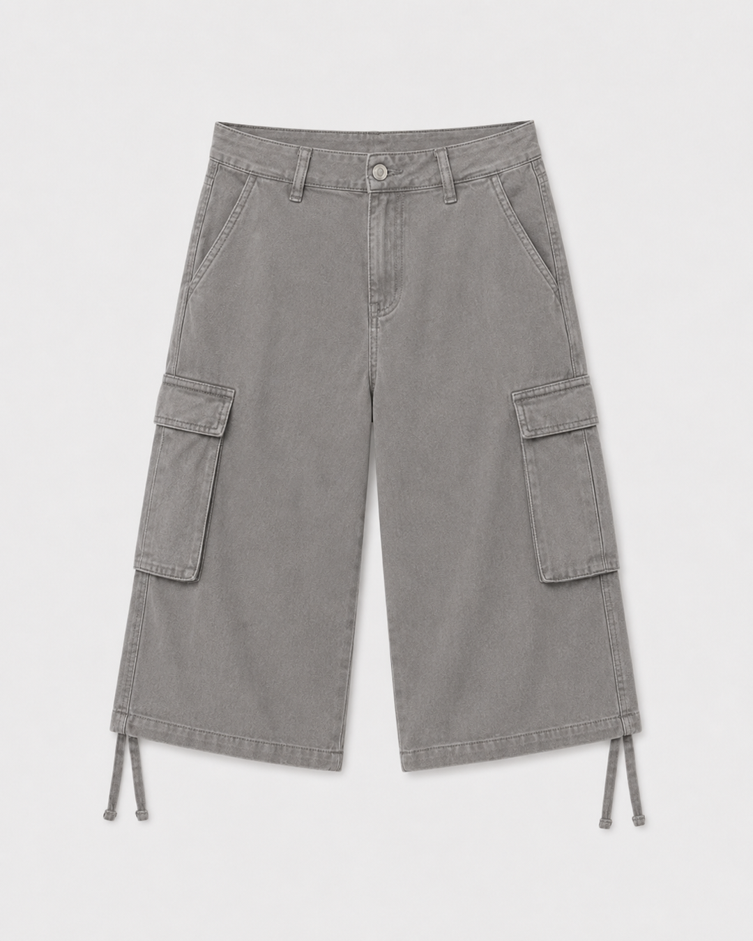 Close-up of flap pocket button on women's cargo shorts