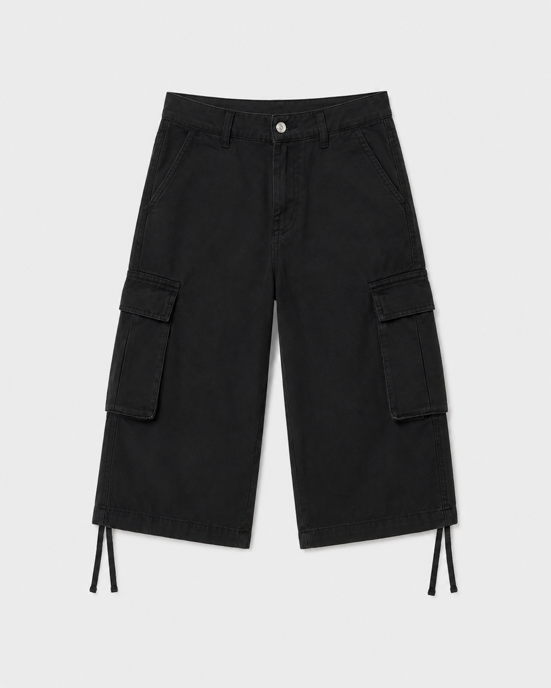 Minimalist display of women's multi-pocket summer shorts