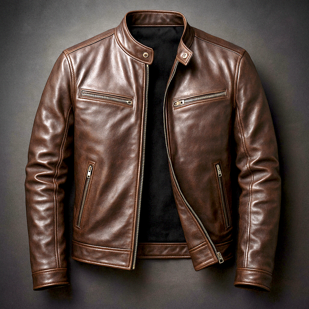 Mens vintage style casual jacket featuring classic collar and sturdy outerwear design