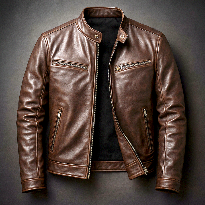 Mens vintage style casual jacket featuring classic collar and sturdy outerwear design