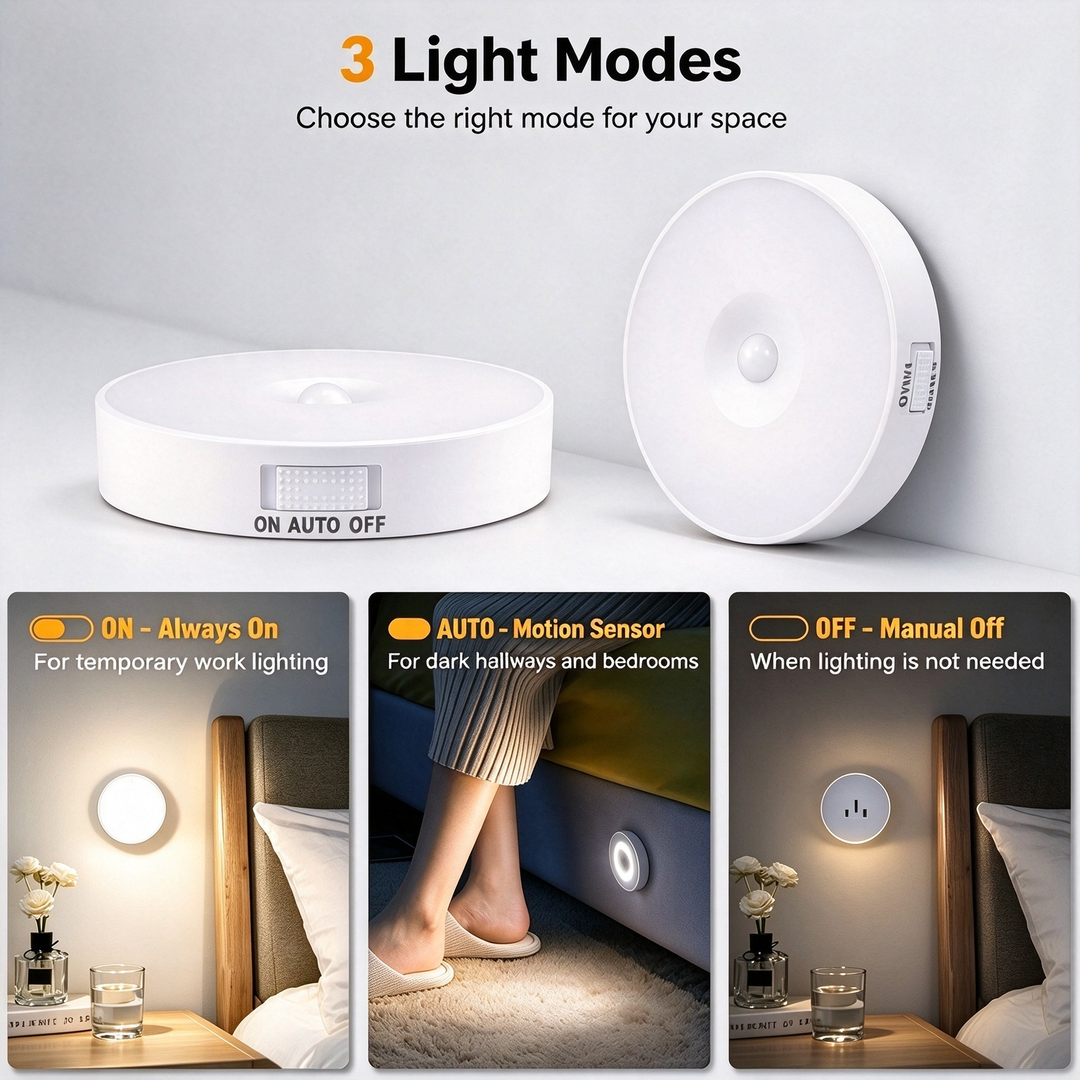 USB rechargeable night light being plugged in with a charging cable