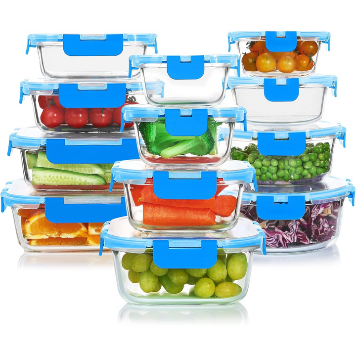 Various sizes of airtight glass containers for organizing kitchen pantry