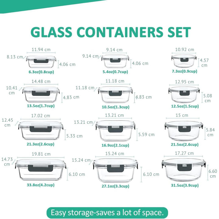 Stackable glass meal prep containers with secure airtight lids