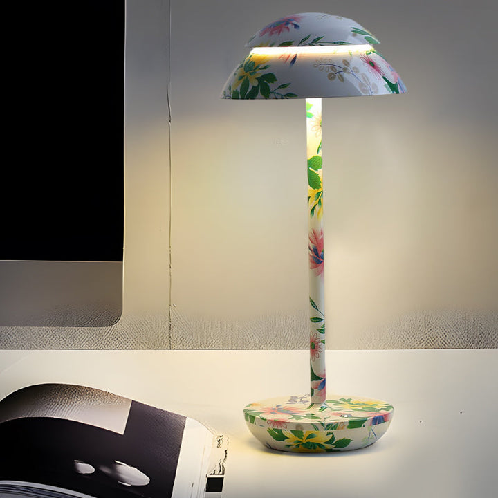Modern wireless table lamp illuminating a cozy dining space