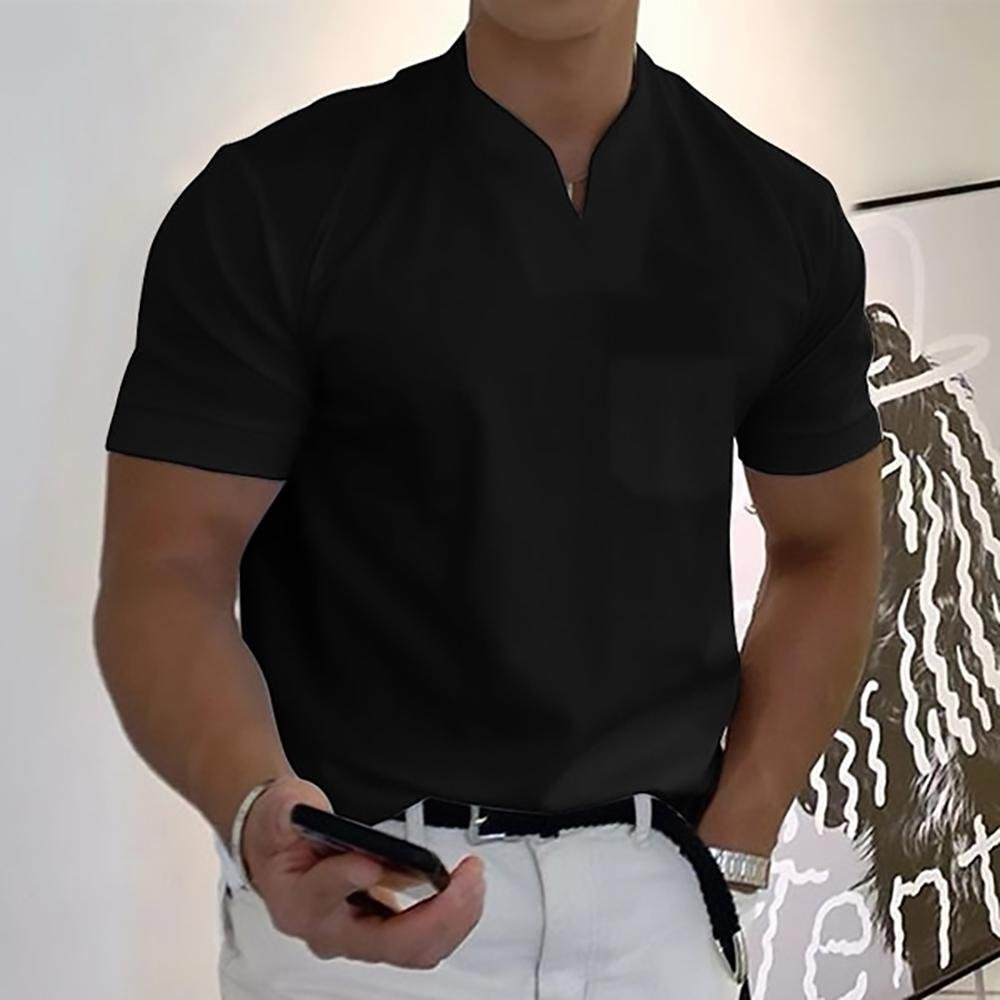 Men's Refined Classic Polo Shirt in navy blue, front view showing collar and placket